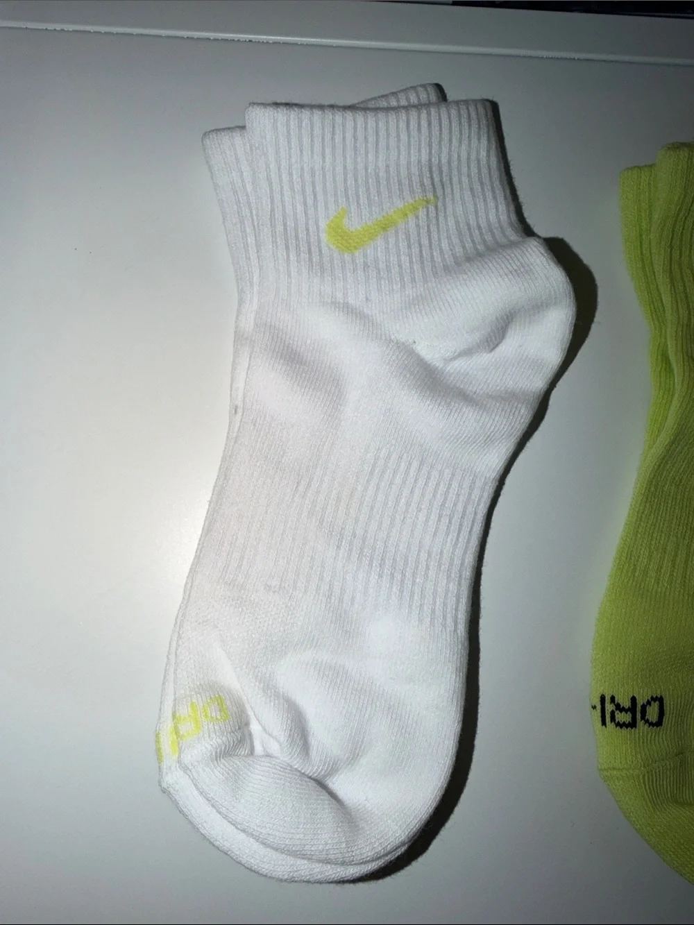 Nike Athletic Crew Socks - White and Neon Yellow (3-Pack)